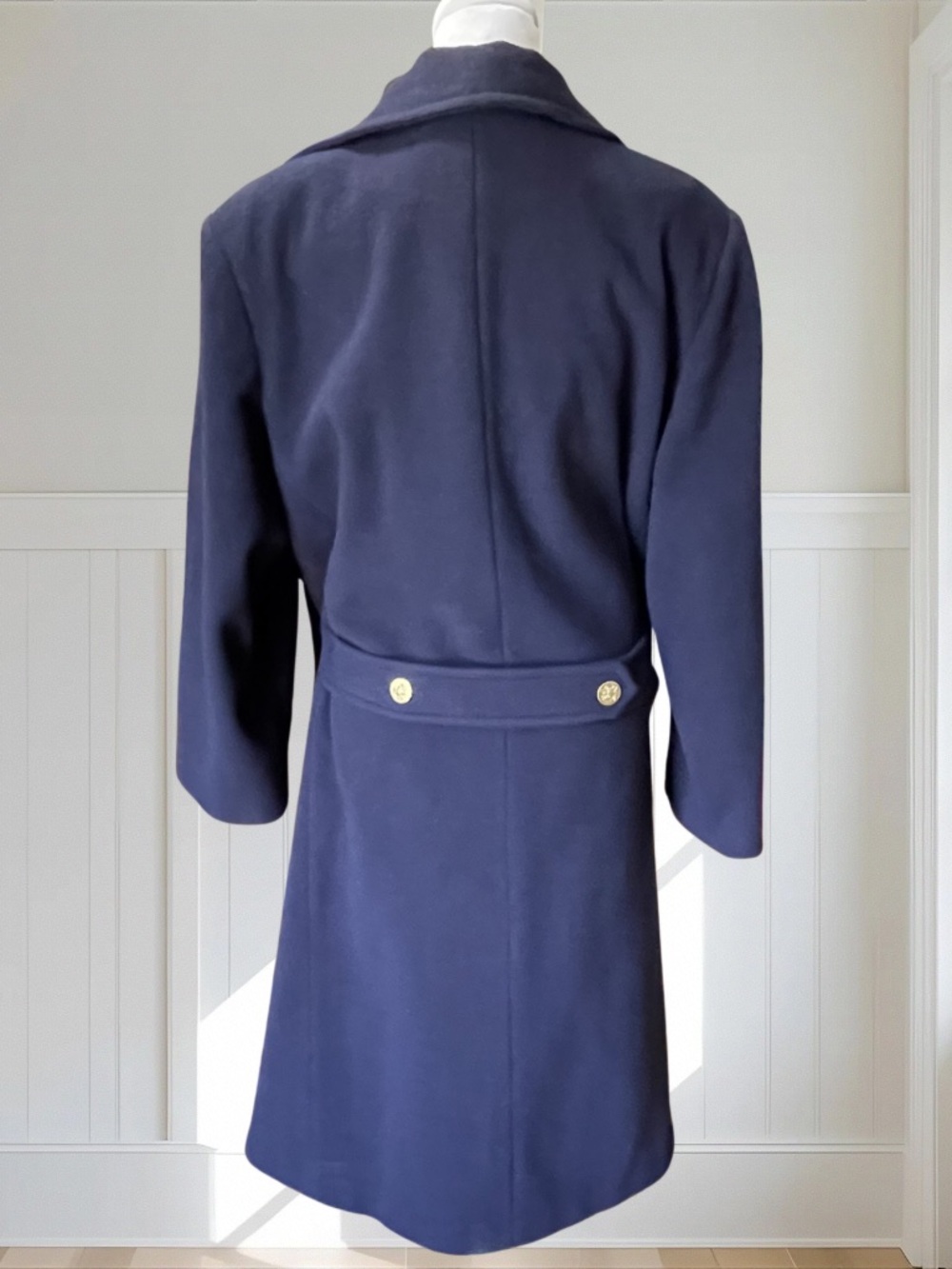 FORECASTER OF BOSTON Women's Vintage Navy 100% Pure Wool Long Coat + Free Gloves - Picture 7 of 16